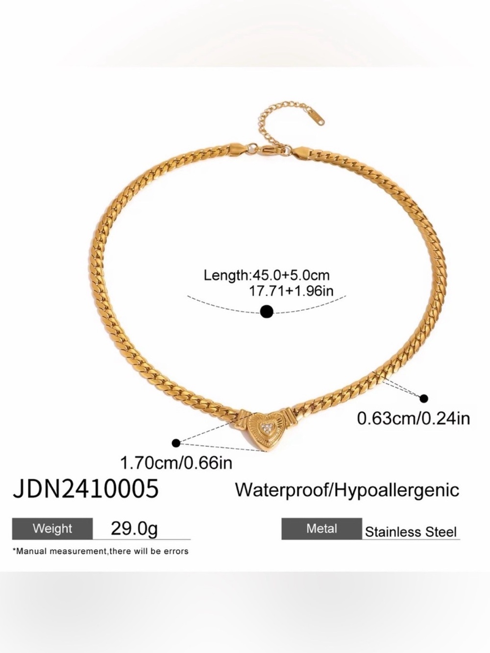 18K Gold Plated Heart Necklace - Picture 9 of 10